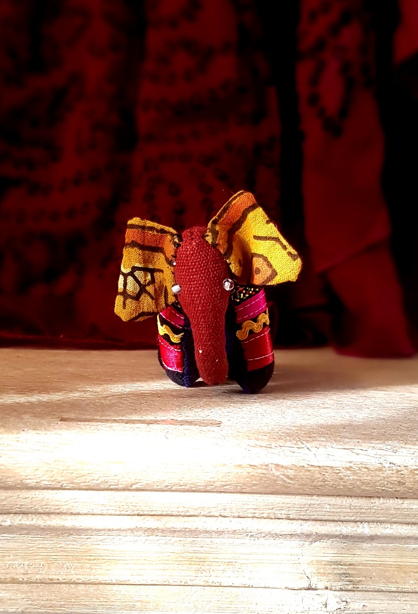 Red Handmade Fabric Elephant